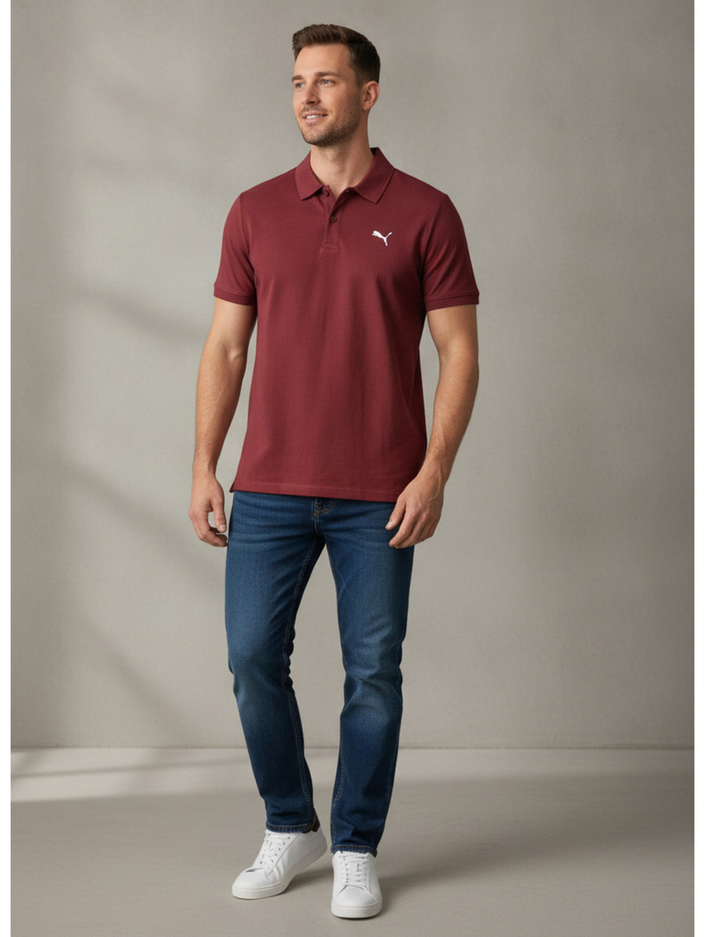 Puma Burgundy Short Sleeve Polo Shirt XL
